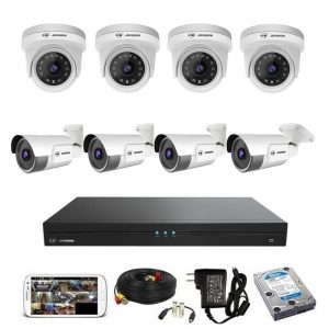 08 Pcs Jovision 2MP IP Camera Package